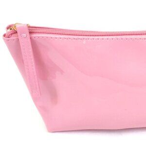 2- Bubble gum pink patent vegan Leather Travel Makeup Cosmetic Carry on bags NEW